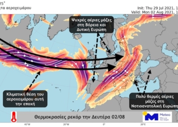 Ιστορικό κύμα καύσωνα – Μέγιστες και ελάχιστες θερμοκρασίες ημέρας