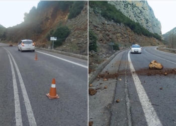 Πτώση βράχων στην Ε.Ο. Άμφισσας-Λαμίας