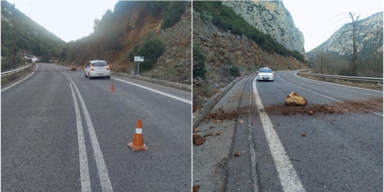 Πτώση βράχων στην Ε.Ο. Άμφισσας-Λαμίας