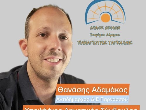 Υποψήφιος Δημοτικός Σύμβουλος ΔΕ Παρνασσού ο Θανάσης Αδαμάκος