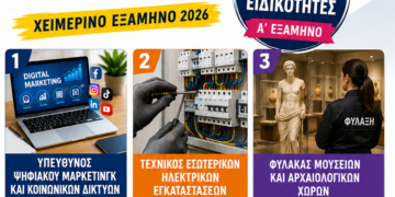 Νέες ειδικότητες στη Σ.Α.Ε.Κ. Άμφισσας – χειμερινό εξάμηνο 2026