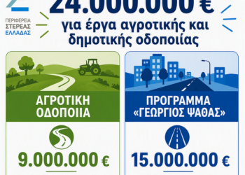 Στα 24 εκατ. ευρώ οι χρηματοδοτήσεις για οδοποιία στους Δήμους της Στερεάς